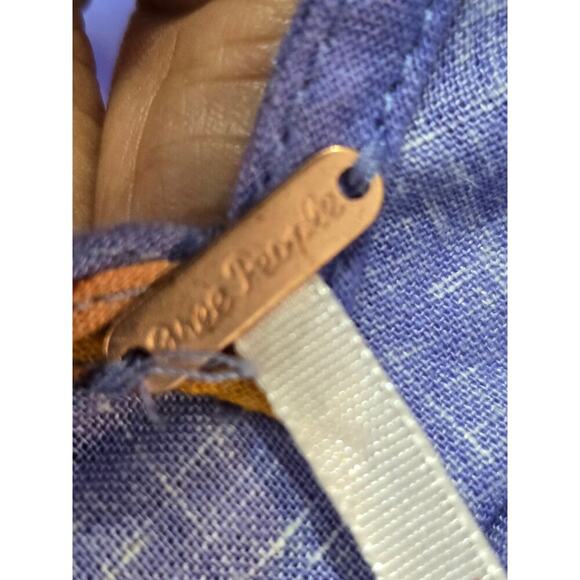 Free People Tunic Top Womens Small Blue Floral Cap Sleeve Drop Waist Crew Neck - Picture 3 of 11